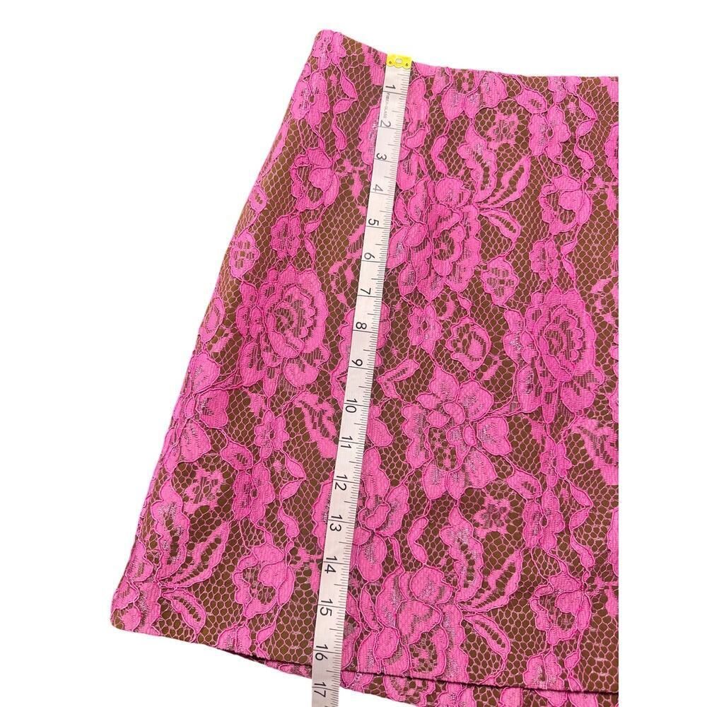 CeCe Pink Lace Mini Skirt Size 4 Floral Overlay Lined New With Tags - Picture 6 of 7